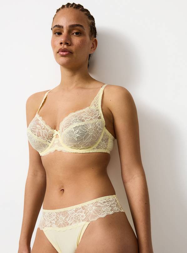 Yellow Fleur Lace Full Cup Bra 34DD